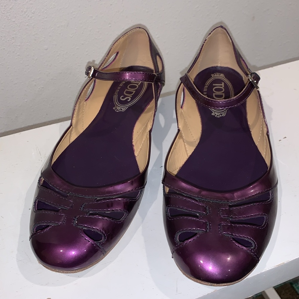 Tod's Purple Flats with Ankle Strap 9.5 - Picture 2 of 8
